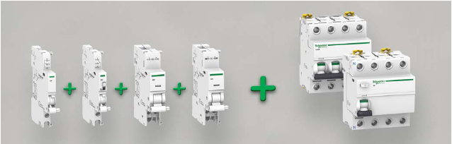Аксессуары для модульных автоматов ACTI9 : дистанционные расцепители  сигнальные и вспомогательные контакты , моторные привода .