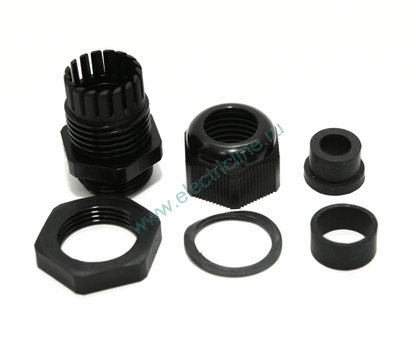 ASS25 - Сальник кабельный с контргайкой и разгрузкой натяжения, герметичная зона 8-17 мм, IP 67, M 25, цвет черный, стойкий к УФ