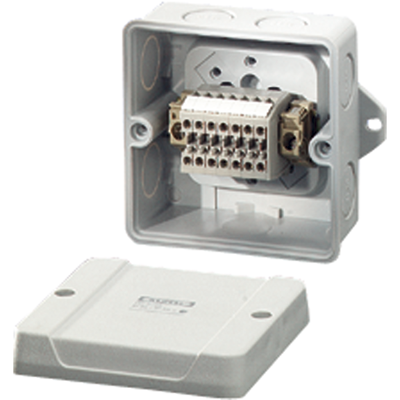 RD 9127 - Коробка ответвительная , IP 55 (ESM) / IP 65 (AKM), размер 88х88х53, клемма из 7 клемм WKM 2,5/15, под кабель до 1,5-2,5 кв.мм