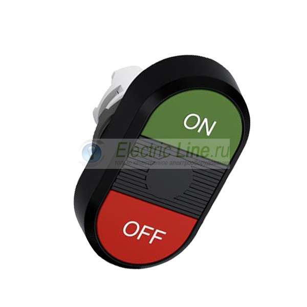 Кнопка двойная MPD3-11B (зеленая/красная) непрозрачная черная ли нза с текстом (ON/OFF)