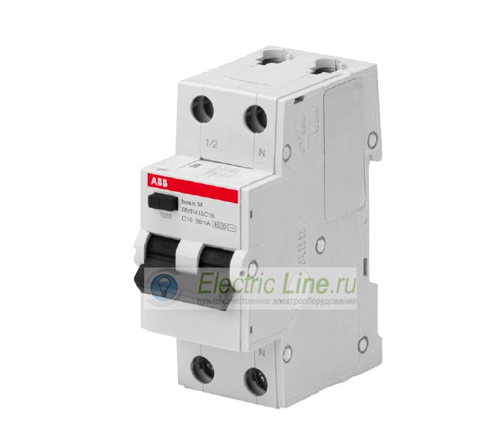 Автоматический выключатель дифференциального тока (АВДТ) 1P+N, 6А, C, 4.5kA, 30мA, AC, BMR415C06
